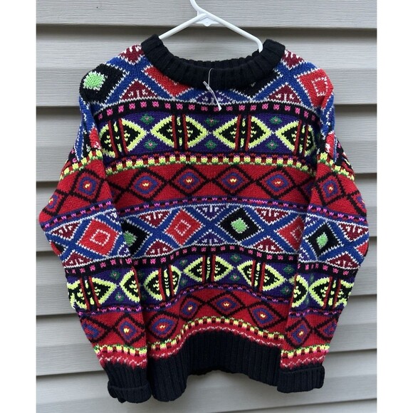 New Polo Ralph Lauren Unisex Wool Cashmere Fair Isle Sweater M 3D Cosby Aztec - Picture 1 of 9
